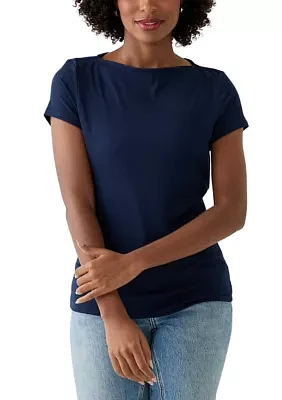 Women's Boat Neck Ribbed T-Shirt
