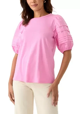 Women's Puff Pleated Sleeve Top