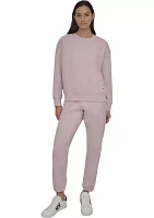 Tonal Logo Patch Crew Neck Drop Shoulder Pullover