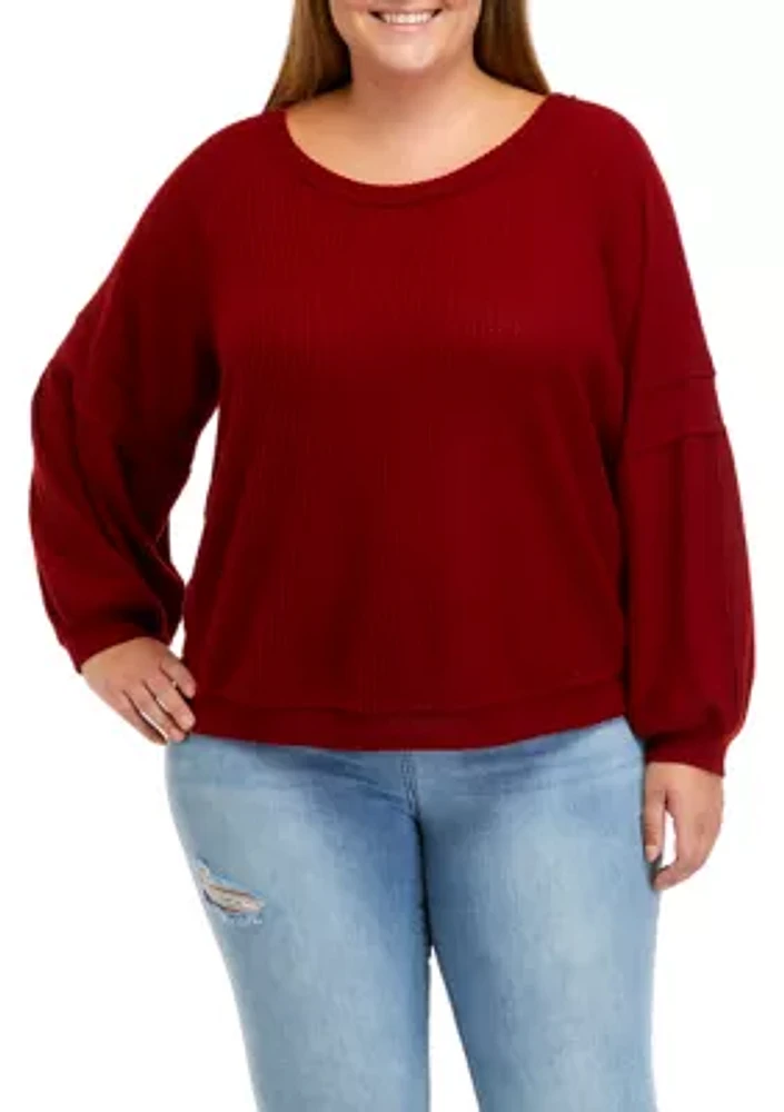 Plus Long Sleeve Waffle Knit Top