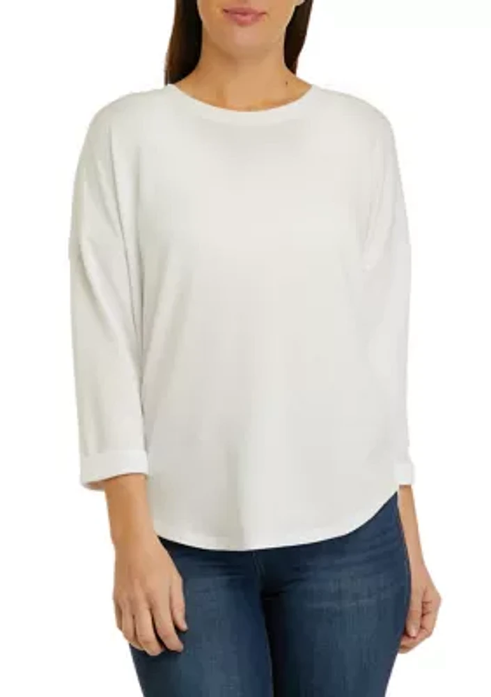 Women's 3/4 Sleeve Round Hem T-Shirt