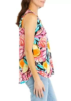 Women's Printed Scoop Neck Baby Terry Tank Top