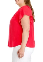 Plus Flutter Sleeve Top