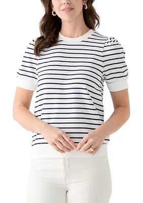 Women's Stripe Puffed Shoulder Top