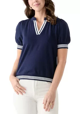 Women's Split Neck Polo Top