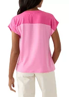 Women's Cap Sleeve Color Block T-Shirt