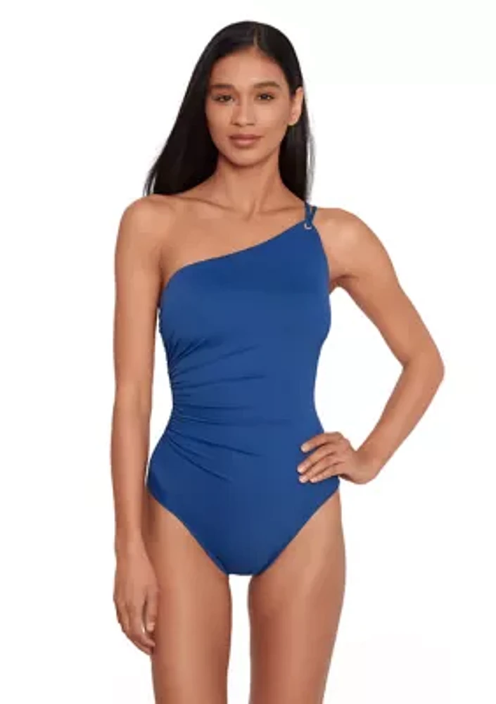 Double Strap One Shoulder Piece Swimsuit