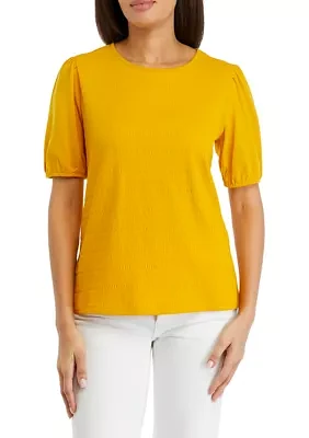 Petite Short Sleeve Smock Knit T-Shirt