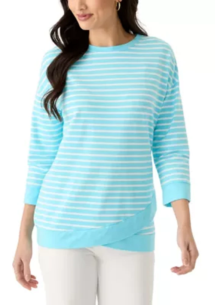 Women's 3/4 Drop Shoulder Striped Knit Top