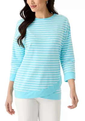 Women's 3/4 Drop Shoulder Striped Knit Top