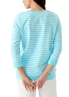 Women's 3/4 Drop Shoulder Striped Knit Top