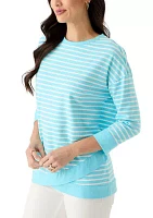 Women's 3/4 Drop Shoulder Striped Knit Top