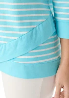 Women's 3/4 Drop Shoulder Striped Knit Top