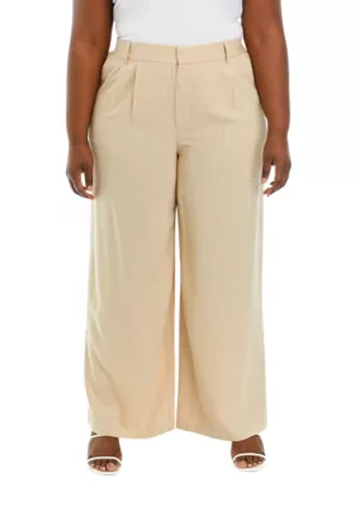 Plus Sized Relaxed Pleated Front Pants