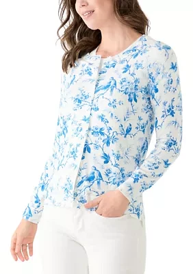 Women's Long Sleeve Printed Button Front Cardigan