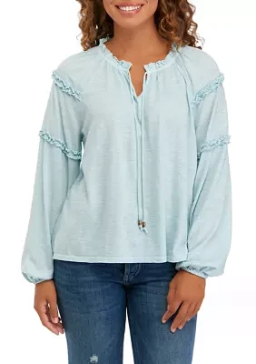 Petite Solid Peasant Top