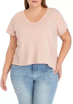 Plus Short Sleeve V-Neck T-Shirt