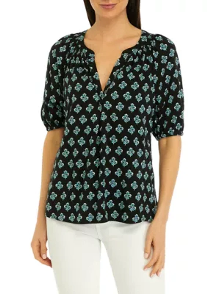 Women's Printed Peasant Top