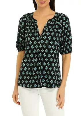 Women's Printed Peasant Top