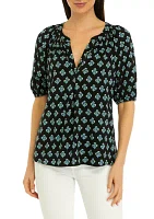 Women's Printed Peasant Top