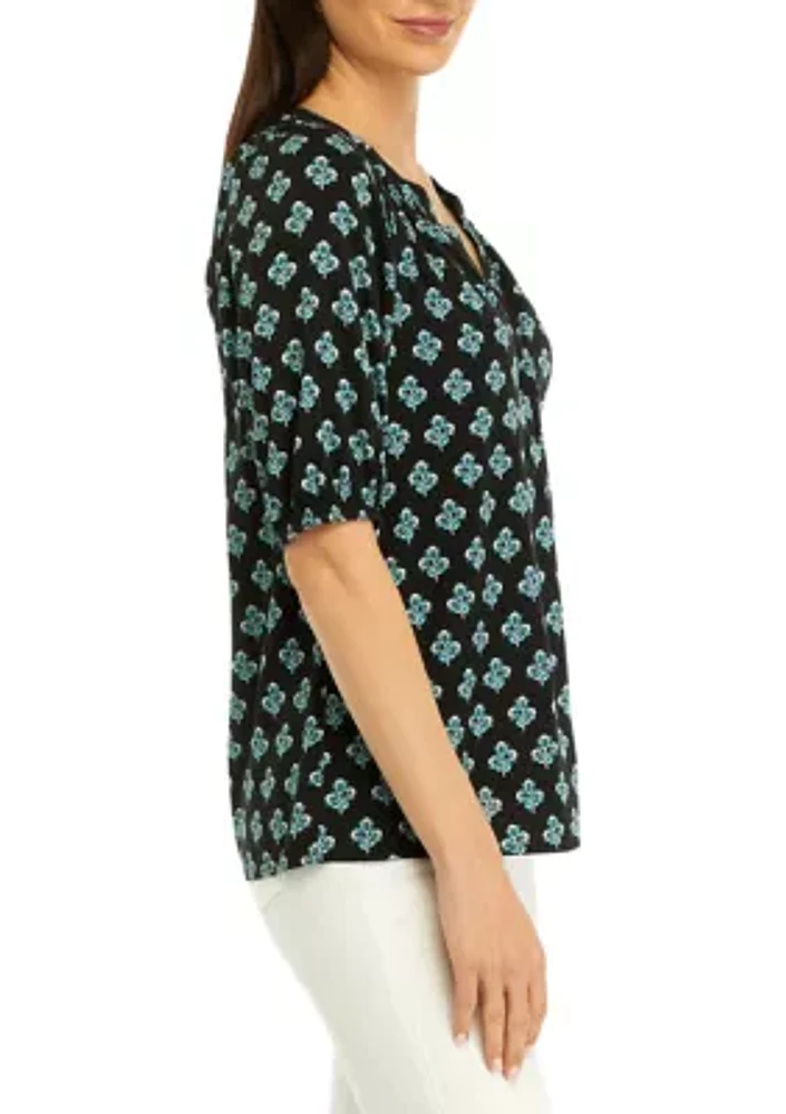 Women's Printed Peasant Top