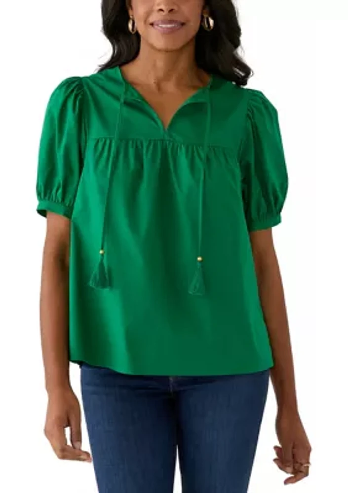 Women's Tassel Peasant Top