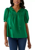 Women's Tassel Peasant Top
