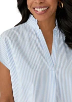 Women's Dolman Sleeve Ruffle Neck Top