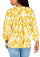 Petite 3/4 Sleeve Peasant Top