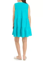 Petite Sleeveless Smocked Peasant Dress