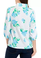 Petite Ruffle Neck Printed Top