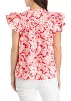 Petite Short Flutter Sleeve Top