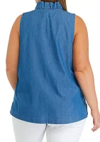 Plus Ruffle Neck Top