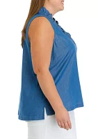 Plus Ruffle Neck Top