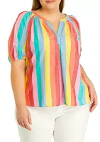 Plus Striped Peasant Top