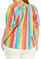 Plus Striped Peasant Top