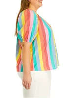 Plus Striped Peasant Top