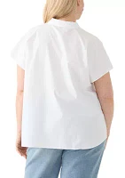 Plus Short Sleeve Dolman Ruffle Neck Top