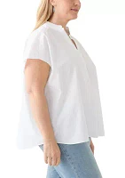 Plus Short Sleeve Dolman Ruffle Neck Top