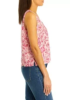 Women's Button Front Printed Tank Top
