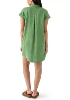 Women's Short Sleeve Solid Shirtdress