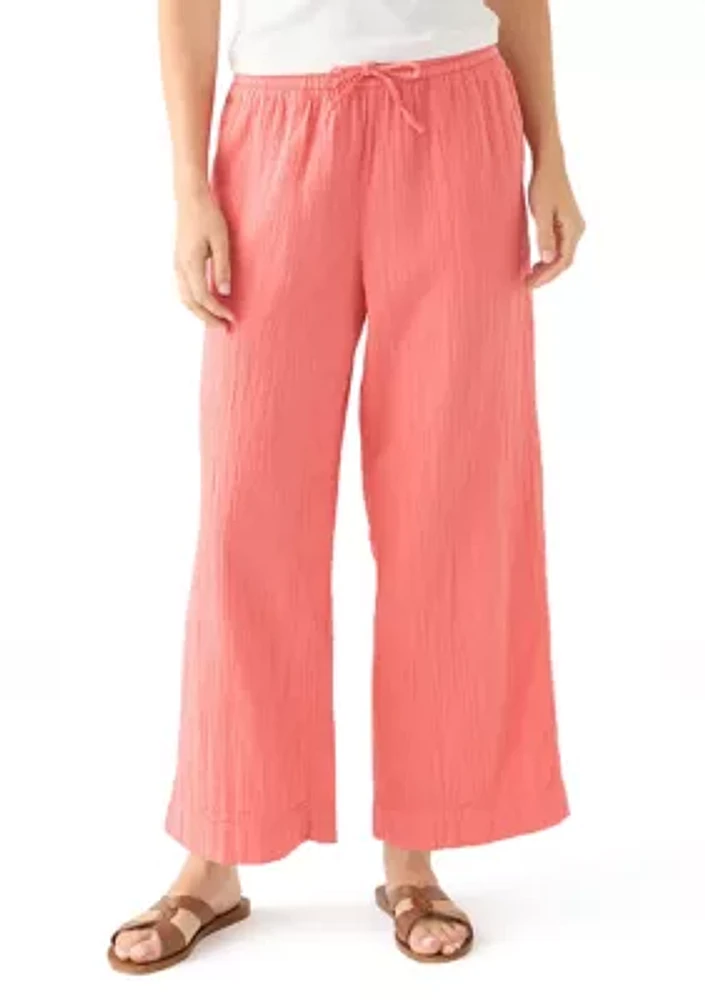Women's High Rise Tie Waist Ankle Pants