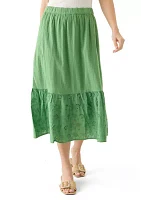 Women's Eyelet Midi Skirt