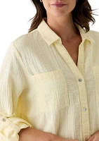 Women's Long Sleeve Collar Gauze Shirt