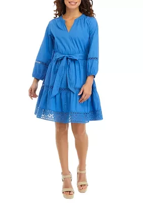Petite 3/4 Sleeve Mini Dress