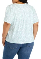 Plus Short Sleeve Pintuck Top