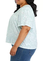 Plus Short Sleeve Pintuck Top