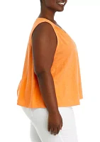 Plus Smocked Shoulder Top