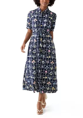 Women's Short Sleeve Belted Shirtdress