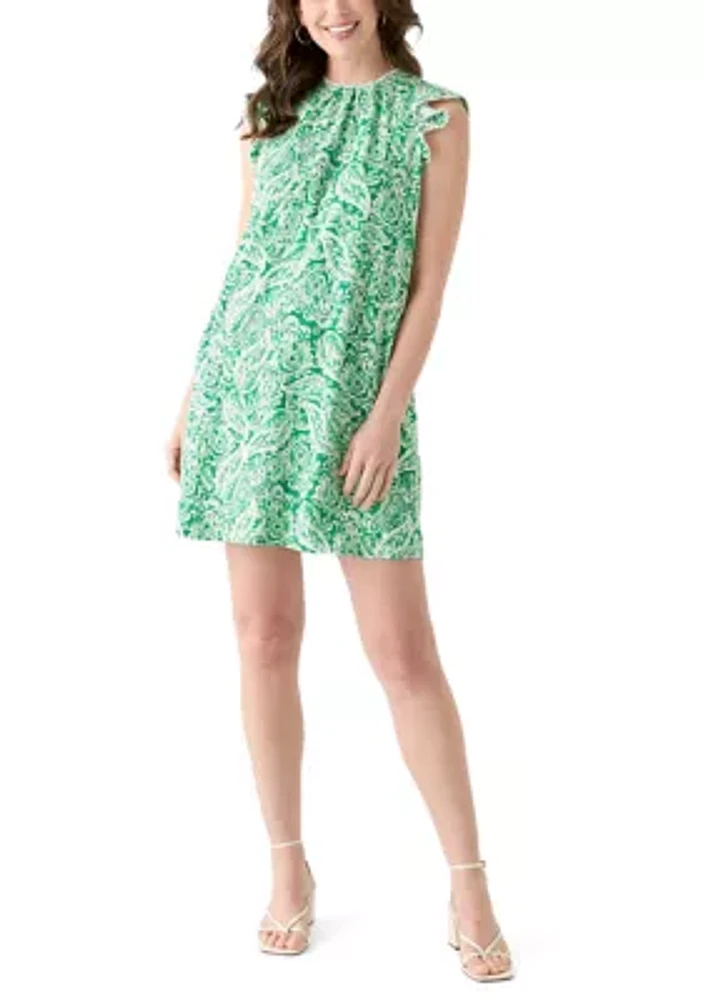 Women's Sleeveless Flutter Trim Dress
